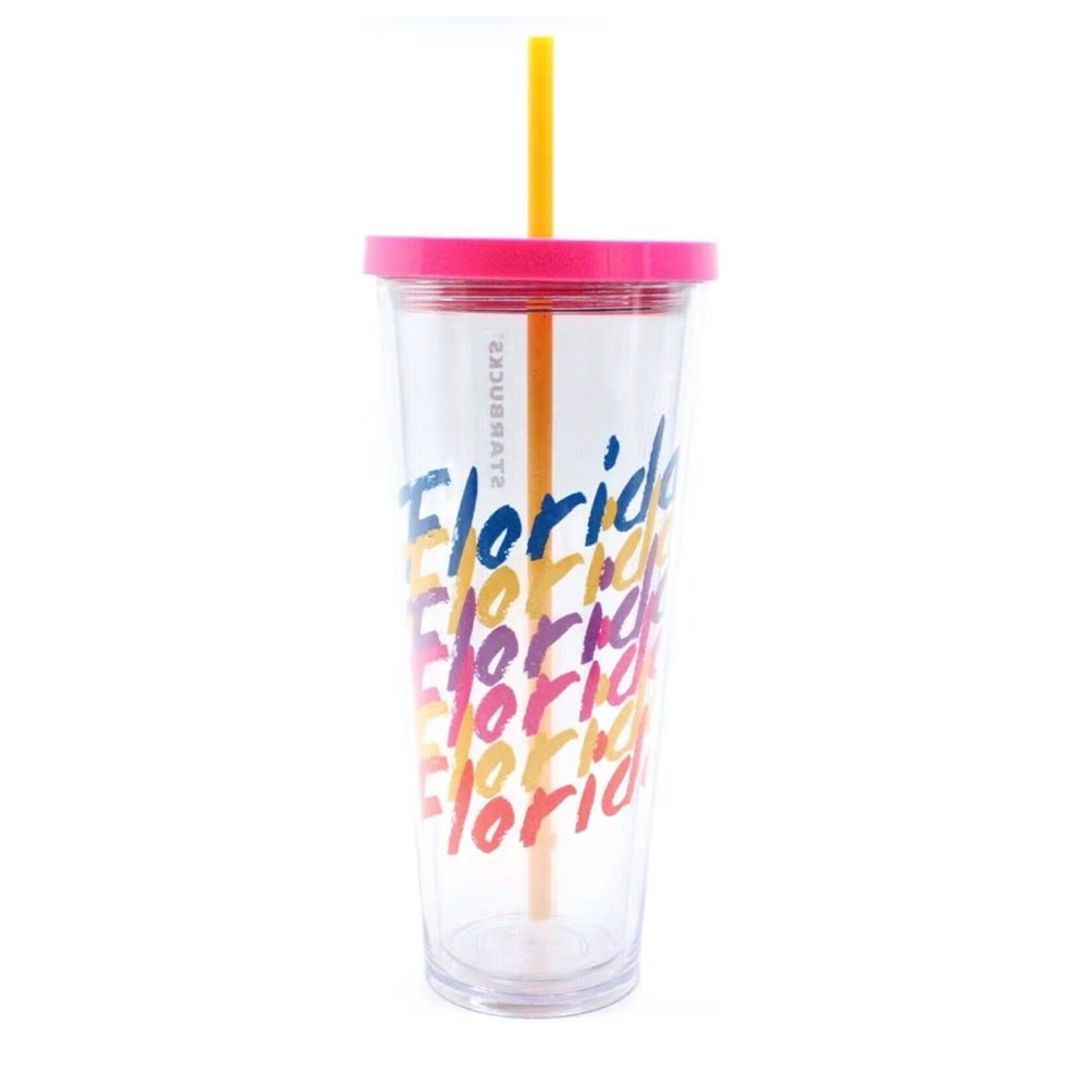 🧁Starbucks Florida Tumbler with Pink Lid and Yellow Straw